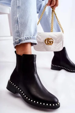 Czarne Botki|Botki Zimowe Damskie><noscript><img width=