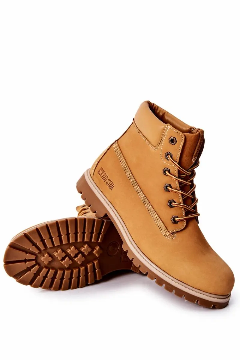 Botki Męskie>Big Star Shoes Skórzane Botki Trapery Big Star II174264 Camel