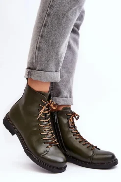 Sale Buty damskie Vinceza Skórzane Botki Trzewiki Damskie Zielone Ethel