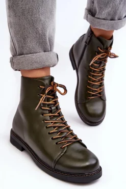 Sale Buty damskie Vinceza Skórzane Botki Trzewiki Damskie Zielone Ethel