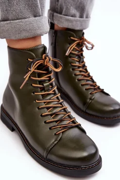 Sale Buty damskie Vinceza Skórzane Botki Trzewiki Damskie Zielone Ethel