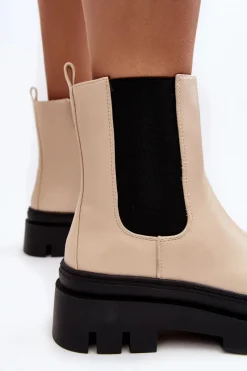 Sale Buty damskie Vinceza Skórzane Botki Workery Beżowe Loretta