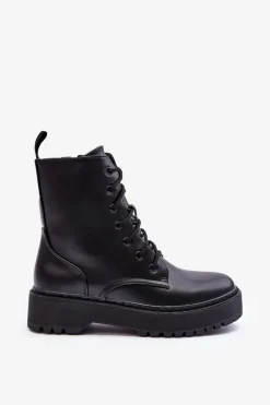 Hot Skórzane Botki Workery Czarne Teflorna Damskie Botki Sznurowane|Brązowe I Beżowe Botki