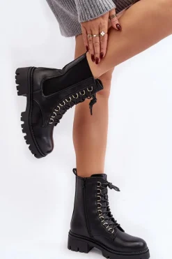 Botki Sznurowane|Czarne Botki><noscript><img width=