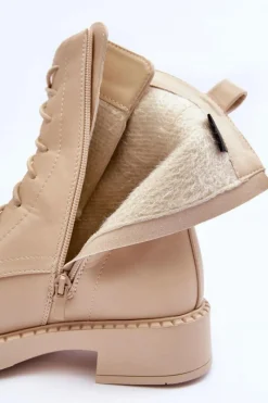 Botki Sznurowane|Brązowe I Beżowe Botki><noscript><img width=