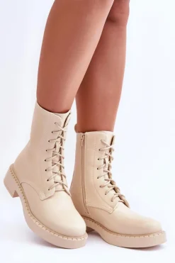 Botki Sznurowane|Brązowe I Beżowe Botki><noscript><img width=