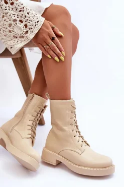Botki Sznurowane|Brązowe I Beżowe Botki><noscript><img width=