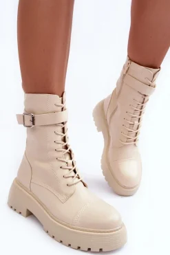 Botki Sznurowane|Brązowe I Beżowe Botki><noscript><img width=