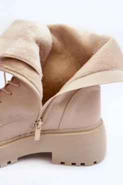 Botki Sznurowane|Brązowe I Beżowe Botki><noscript><img width=