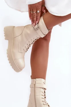 Botki Sznurowane|Brązowe I Beżowe Botki><noscript><img width=