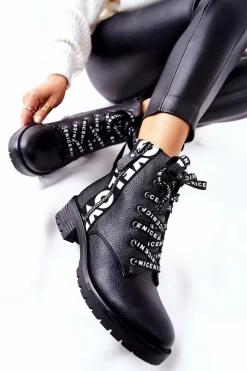 Botki Sznurowane|Czarne Botki>Boto Skórzane Botki Workery Na Suwak Czarne Henri