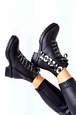 Botki Sznurowane|Czarne Botki><noscript><img width=