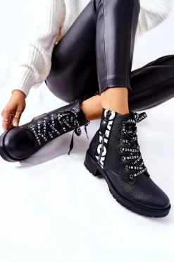 Botki Sznurowane|Czarne Botki><noscript><img width=