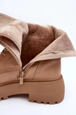 Botki Sznurowane|Brązowe I Beżowe Botki><noscript><img width=