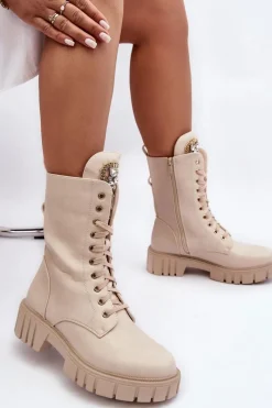 Botki Sznurowane|Brązowe I Beżowe Botki><noscript><img width=