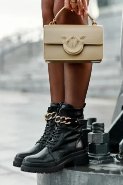 Clearance Skórzane Botki Workery Z Ozdobnym Paskiem Czarne Enili Damskie Czarne Botki|Botki Płaskie