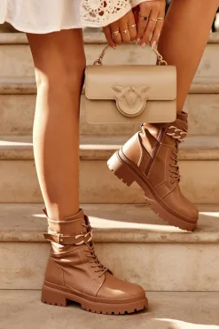 Brązowe I Beżowe Botki|Botki Płaskie><noscript><img width=