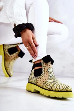 Botki Wiosenne|Botki Maciejka>Maciejka Skórzane Botki Wsuwane 05324-07 Żółte