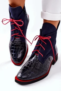 Botki Sznurowane|Czarne Botki><noscript><img width=