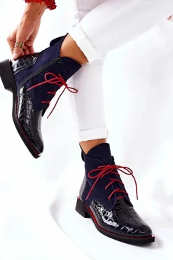 Botki Sznurowane|Czarne Botki><noscript><img width=