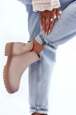 Best Buty damskie Vinceza Skórzane Botki Z Niską Cholewką Beżowe Foteini