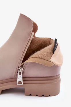 Best Buty damskie Vinceza Skórzane Botki Z Niską Cholewką Beżowe Foteini