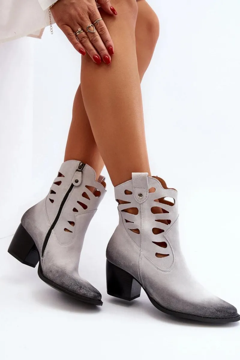 Botki Wiosenne|Botki Maciejka>Maciejka Skórzane Botki Z Wycięciami 06412-11 Białe