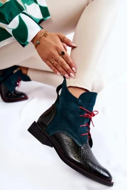 Botki Sznurowane|Czarne Botki><noscript><img width=