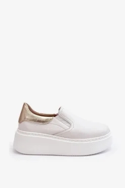 Best Skórzane Buty Sportowe Damskie na Platformie Białe Lemar Manish Damskie Sneakersy Damskie