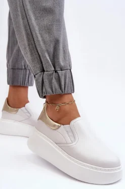 Best Skórzane Buty Sportowe Damskie na Platformie Białe Lemar Manish Damskie Sneakersy Damskie