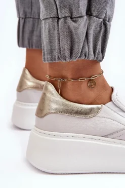 Best Skórzane Buty Sportowe Damskie na Platformie Białe Lemar Manish Damskie Sneakersy Damskie