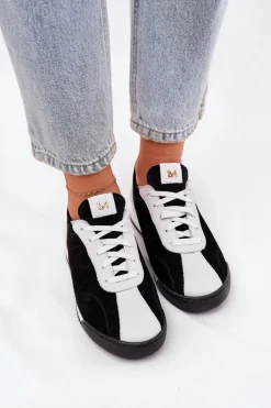 Online Laura Messi Skórzane Buty Sportowe Damskie 2935 Czarne Czarny