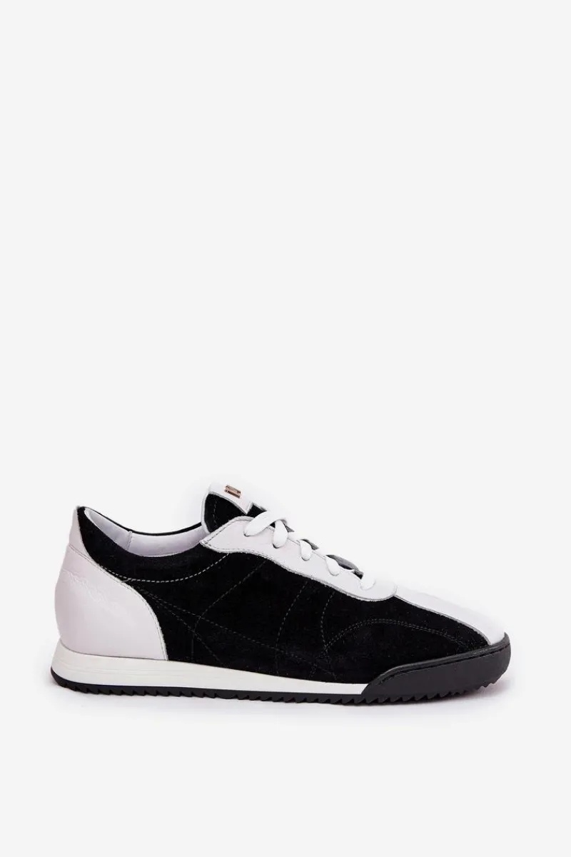 Online Laura Messi Skórzane Buty Sportowe Damskie 2935 Czarne Czarny