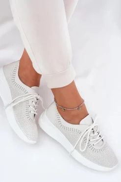 Online Skórzane Buty Sportowe Damskie Vinceza 41472 Białe Damskie Sneakersy Damskie