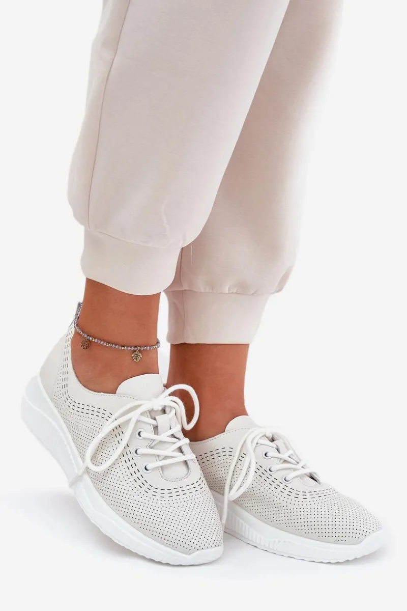 Online Skórzane Buty Sportowe Damskie Vinceza 41472 Białe Damskie Sneakersy Damskie