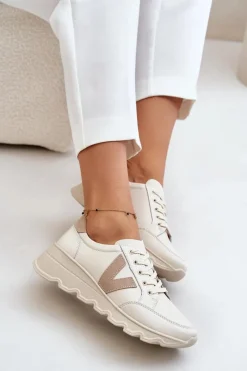 Buty Sportowe Na Platformie|Sneakersy Damskie>Buty damskie Vinceza Skórzane Buty Sportowe Damskie Vinceza 7918 Beżowe