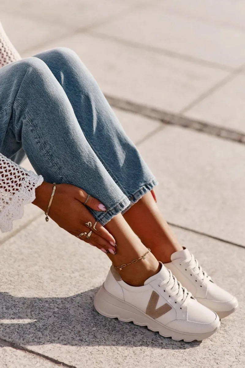 Buty Sportowe Na Platformie|Sneakersy Damskie>Buty damskie Vinceza Skórzane Buty Sportowe Damskie Vinceza 7918 Beżowe