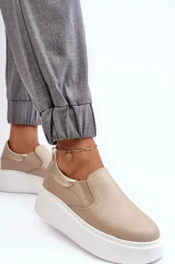 Online Skórzane Buty Sportowe Damskie na Platformie Beżowe Lemar Manish Damskie Sneakersy Damskie