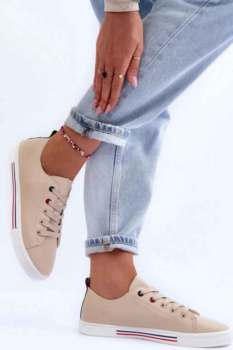 Discount Skórzane Buty Sportowe Damskie Beżowe Mossaia Damskie Buty Sportowe Na Platformie|Sneakersy Damskie