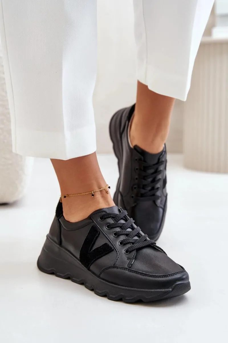 Buty Sportowe Na Platformie|Sneakersy Damskie>Buty damskie Vinceza Skórzane Buty Sportowe Damskie Vinceza 7918 Czarne Czarny