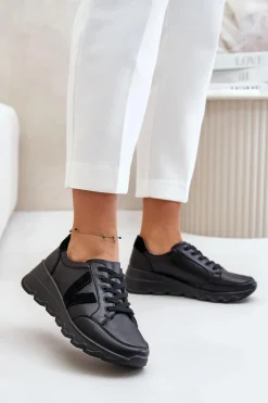 Buty Sportowe Na Platformie|Sneakersy Damskie>Buty damskie Vinceza Skórzane Buty Sportowe Damskie Vinceza 7918 Czarne Czarny