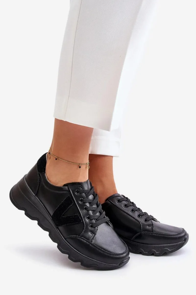 Buty Sportowe Na Platformie|Sneakersy Damskie>Buty damskie Vinceza Skórzane Buty Sportowe Damskie Vinceza 7918 Czarne Czarny