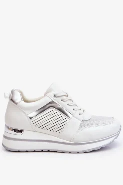 Clearance Boto Skórzane Buty Sportowe Na Niewysokim Koturnie Białe Braylen