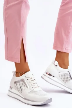 Clearance Boto Skórzane Buty Sportowe Na Niewysokim Koturnie Białe Braylen