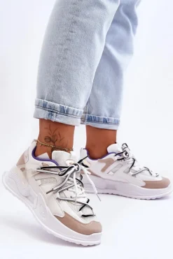 Buty Sportowe Na Platformie|Sneakersy Damskie>Boto Skórzane Buty Sportowe Na Platformie Białe Sifel