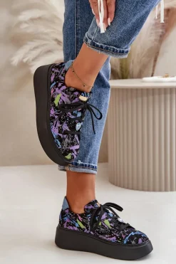 Buty Sportowe Na Platformie></noscript>Maciejka Skórzane Buty Sportowe Na Platformie 06191-05 Fioletowe Fioletowy