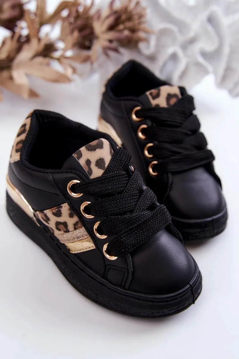 Dziewczęce>Boto Skórzane Buty Sportowe Panterka Czarne Trixie
