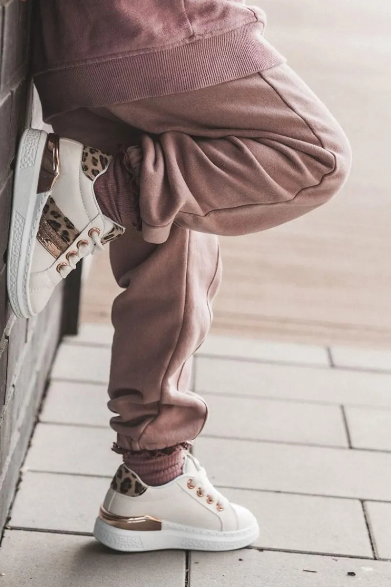 Sale Skórzane Buty Sportowe Panterka Białe Trixie Dzieci Dziewczęce