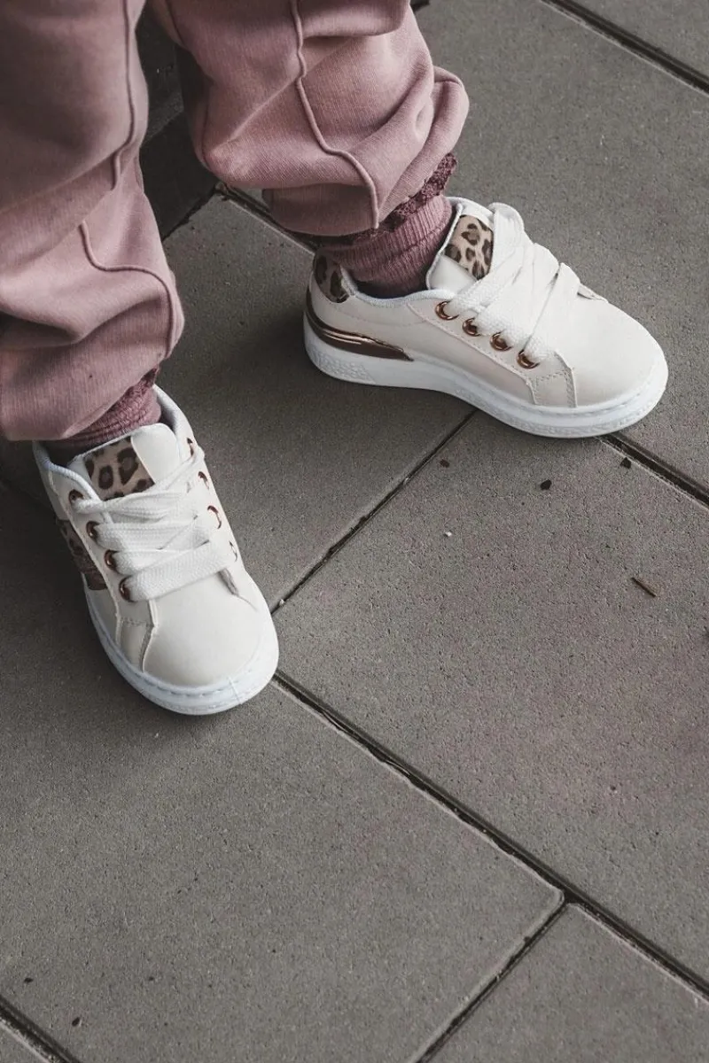 Sale Skórzane Buty Sportowe Panterka Białe Trixie Dzieci Dziewczęce