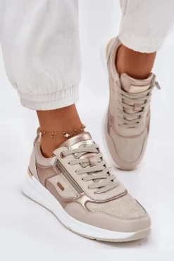 New Skórzane Buty Sportowe Sneakersy Damskie Z Zamkiem Beżowe Lilimia Damskie Sneakersy Damskie